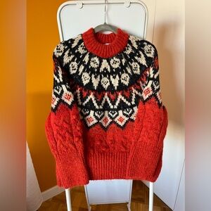 Zara cozy print orange sweater
